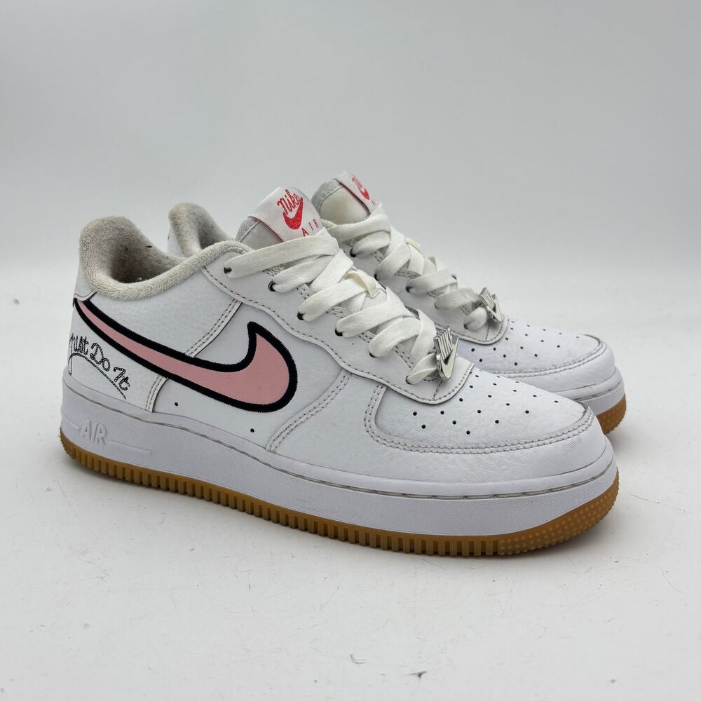 Nike Air Force 1 LV8 Just Do It White Pink Shoes Sneakers Women's 8 Youth 6.5